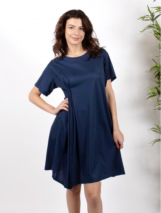 Solid Color Front Gathered Dress 